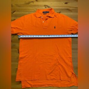 Ralph Lauren Mens Small Classic Fit Orange Polo Shirt Dark Blue Pony Mesh NWT